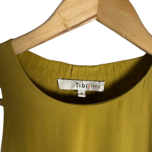 Tibi Eco Silk Yellow Sleeveless Halter Flounce Shift Midi Dress Size 8 - Picture 6 of 12